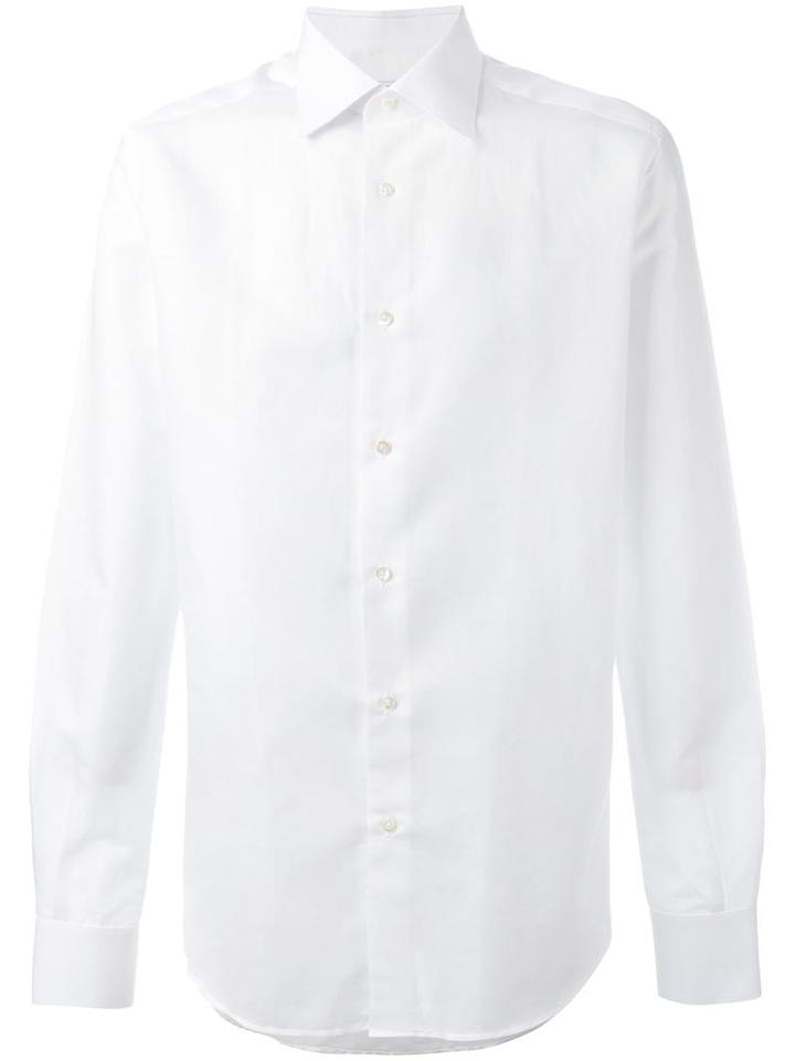 Fashion Clinic Classic Buttoned Shirt, Men's, Size: 39, White, Cotton/linen/flax