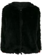 Moncler Grenoble Faux Fur Hooded Jacket - Black