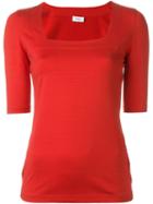 Akris Punto Square Neck Top, Women's, Size: 36, Red, Cotton/spandex/elastane