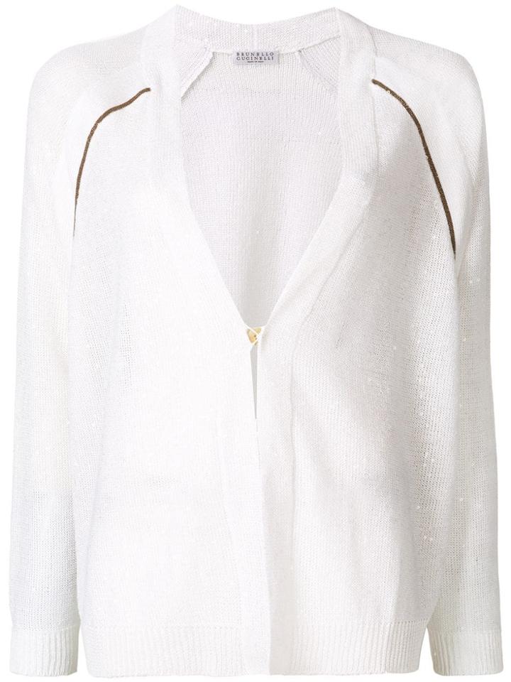 Brunello Cucinelli Beaded Raglan Cardigan - White