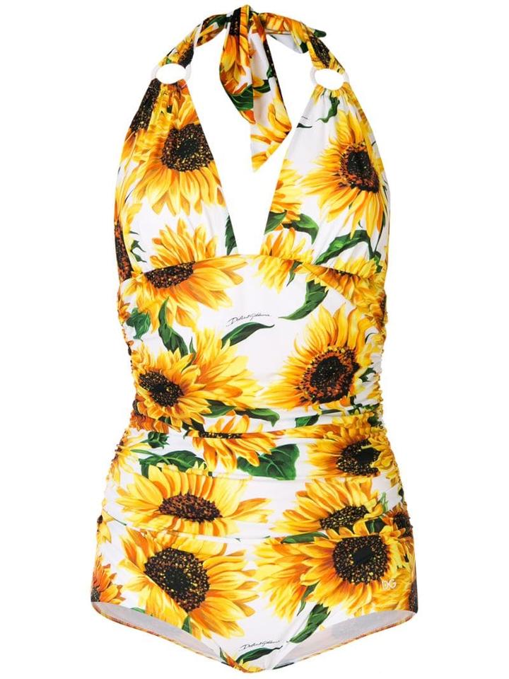 Dolce & Gabbana Deep V-neck One Piece - Yellow