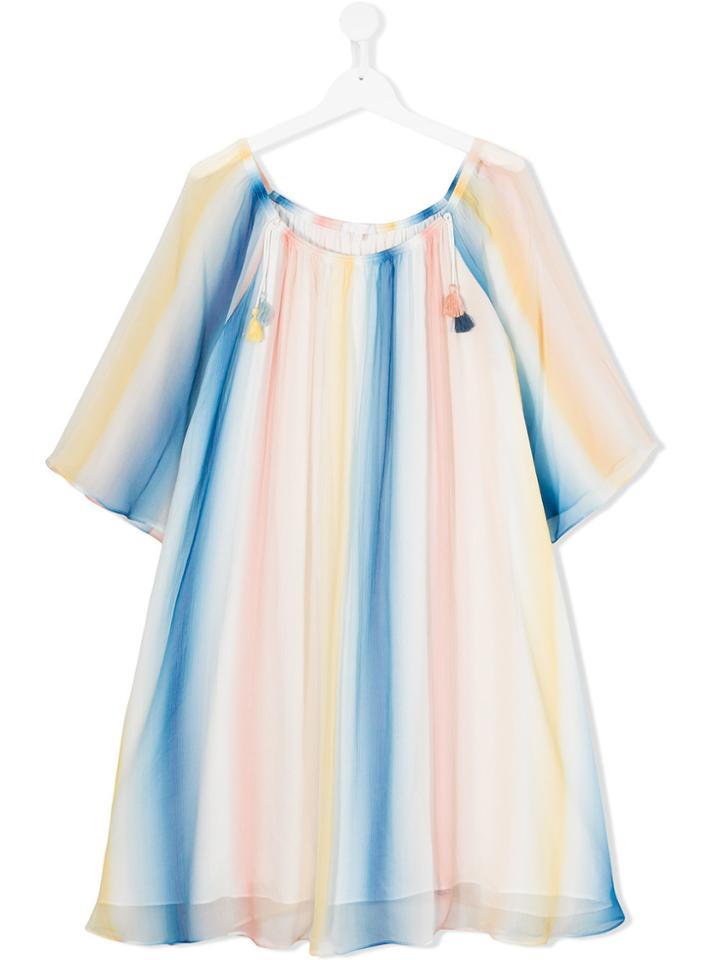 Chloé Kids Teen Gathered Ombré Dress - Multicolour