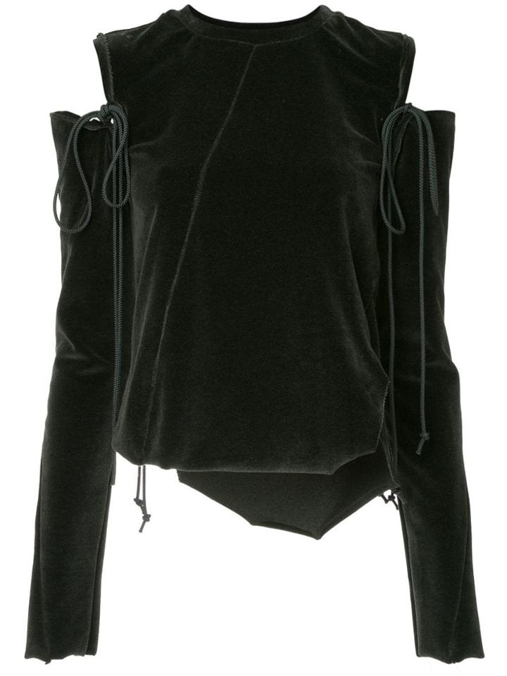 Song For The Mute Cut-out Shoulder Top - Grey