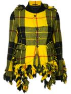 Comme Des Garçons Vintage Fringed Tartan Jacket And Mini Skirt Set -