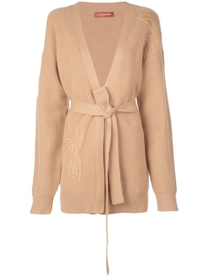 Altuzarra Embroidered Belted Cardigan - Brown