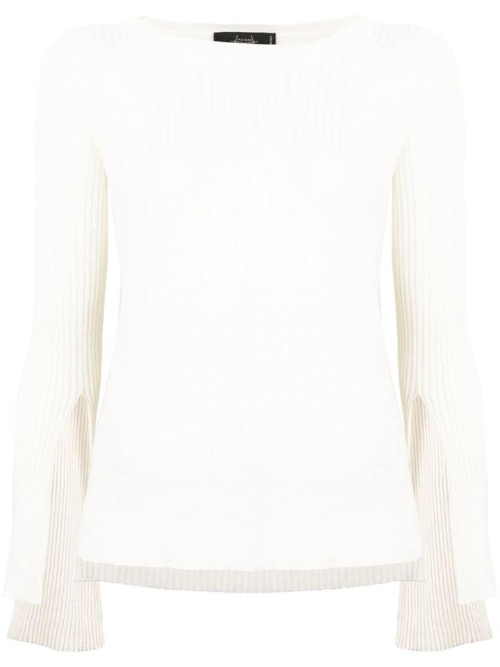 Maison Flaneur Long-sleeve Fitted Sweater - White