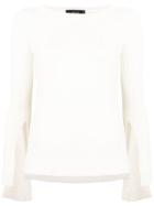 Maison Flaneur Long-sleeve Fitted Sweater - White