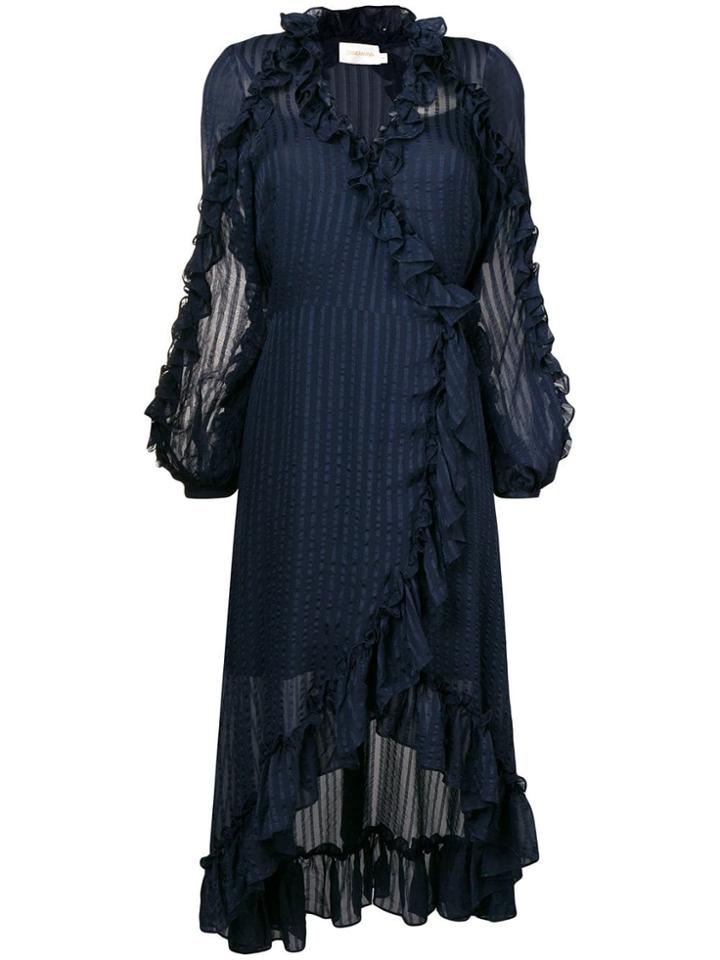 Zimmermann Ruffled Trim Wrap Dress - Blue