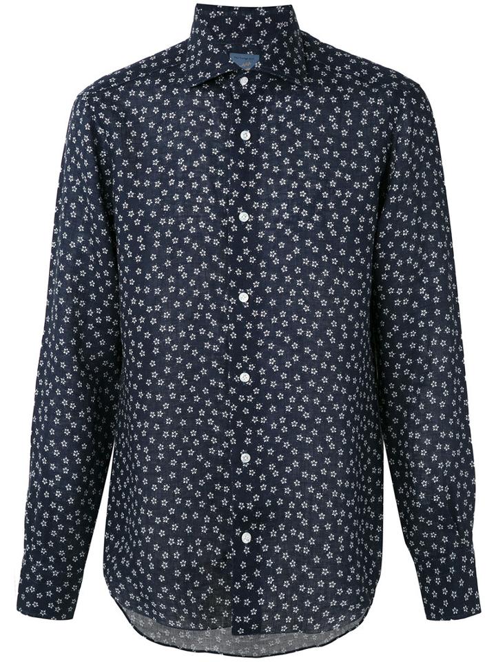Barba - Floral Print Shirt - Men - Linen/flax - 42, Blue, Linen/flax