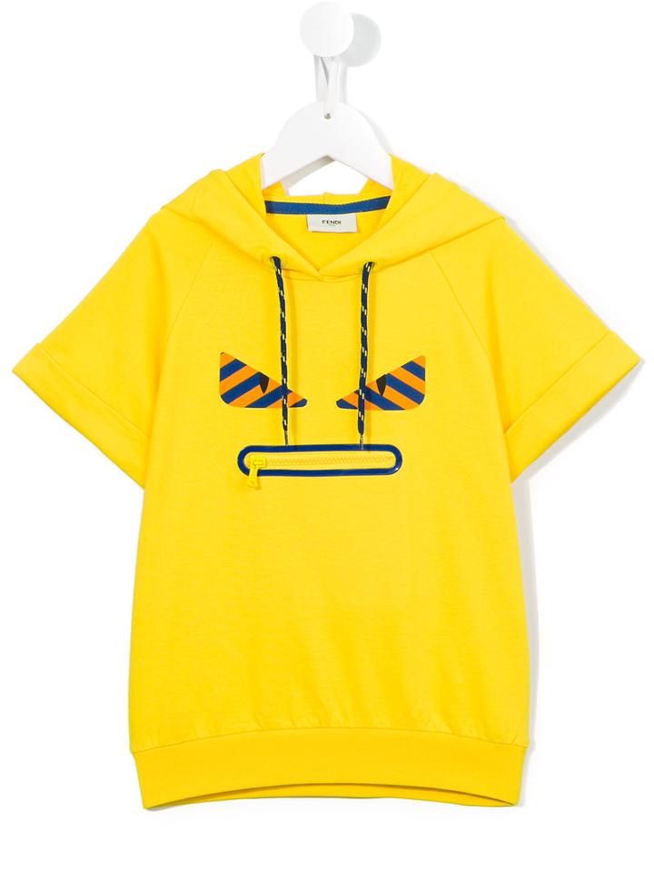 Fendi Kids Hooded T-shirt, Boy's, Size: 12 Yrs, Yellow/orange