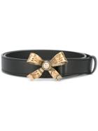 Gucci Bow Embellished Belt, Women's, Size: 85, Black, Leather