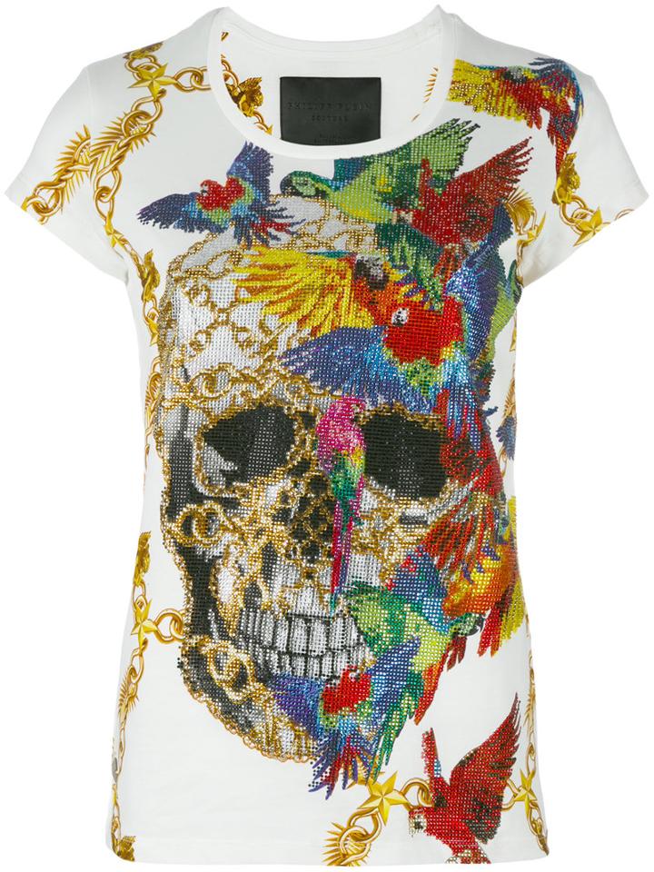 Philipp Plein Skull Print T-shirt, Women's, Size: Medium, White, Cotton