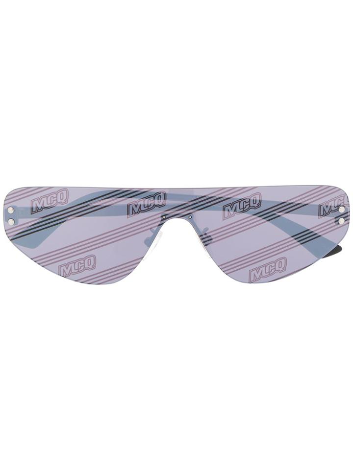 Mcq Alexander Mcqueen Logo Print Single-lens Sunglasses - Silver