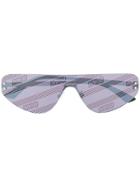 Mcq Alexander Mcqueen Logo Print Single-lens Sunglasses - Silver