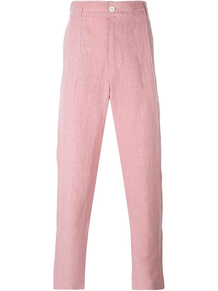 Damir Doma Drop-crotch Trousers, Men's, Size: L, Pink/purple, Linen/flax