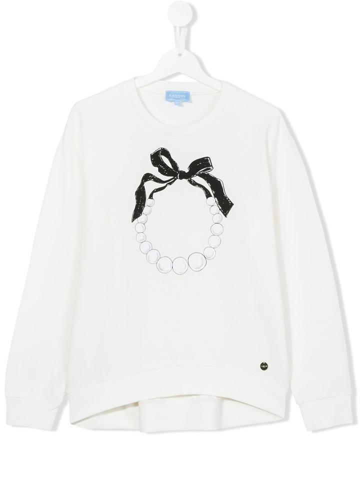 Teen Pearl Necklace Sweatshirt - Kids - Cotton/spandex/elastane - 14 Yrs, White, Lanvin Petite