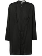 Yohji Yamamoto Collarless Mid-length Shirt - Black