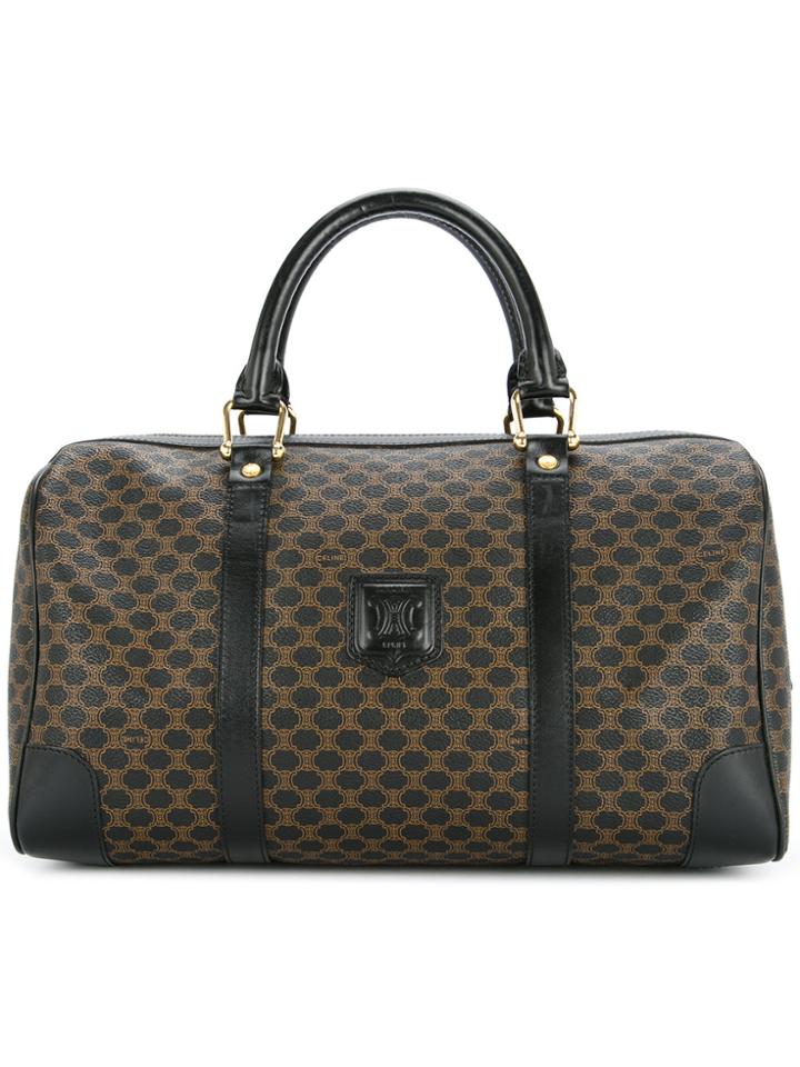 Céline Vintage Macadam Pattern Tote - Black