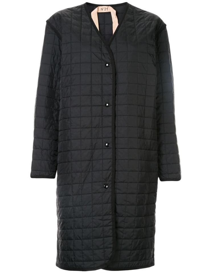 Nº21 Padded Grid Coat - Black