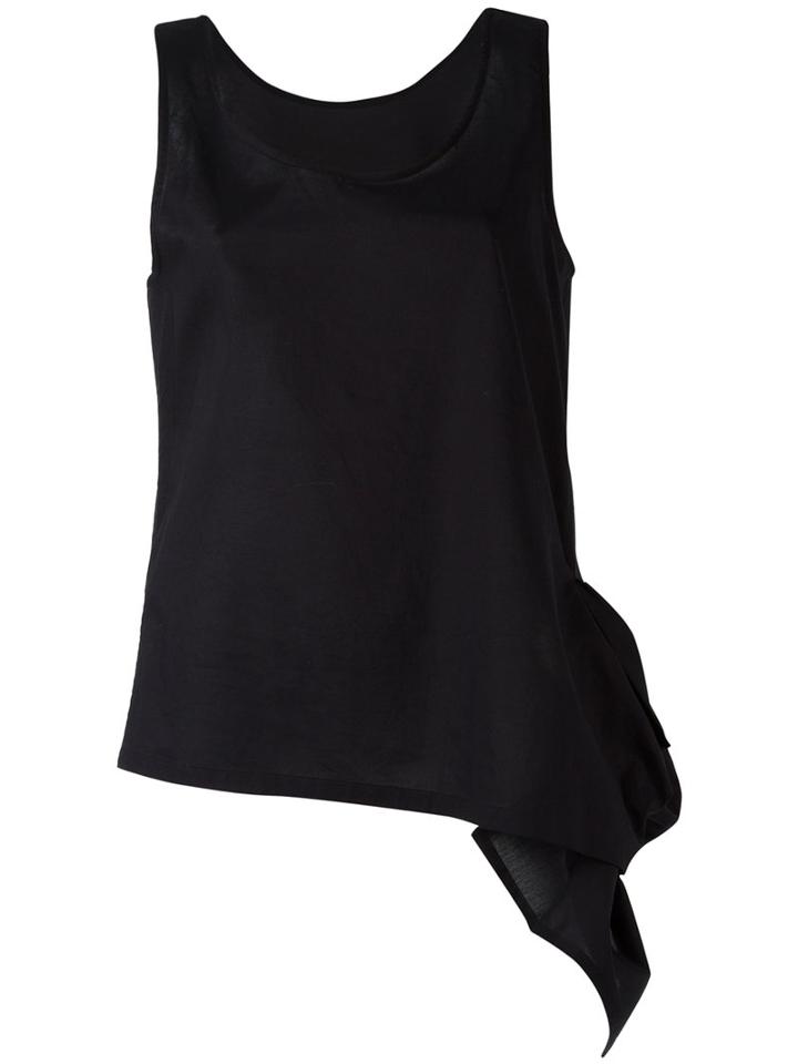 Y's - Knot Detail Top - Women - Cotton - 2, Black, Cotton