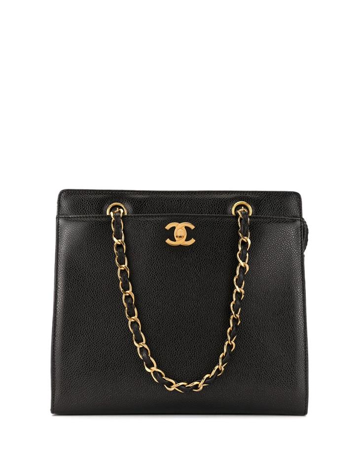 Chanel Pre-owned Cc Chain Hand Tote Bag - Black