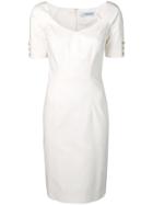 Blumarine Crystal Button Dress - White