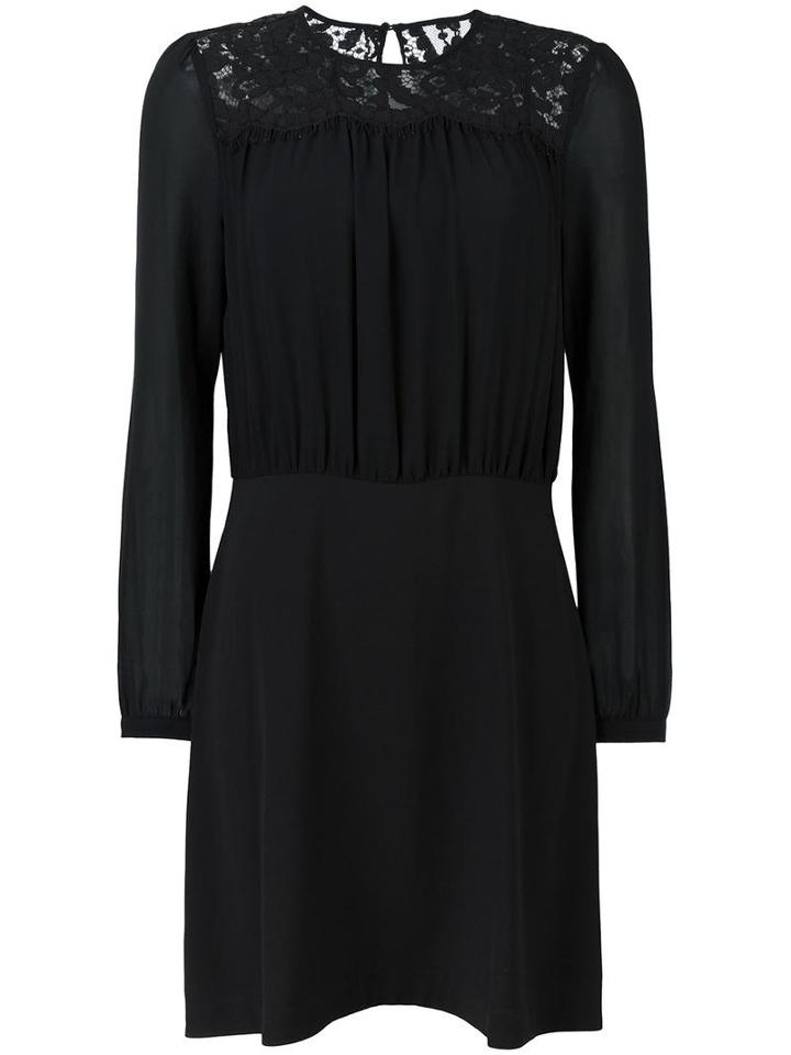 Michael Michael Kors Lace Inset Dress, Women's, Size: 0, Black, Polyester/nylon/viscose/cotton