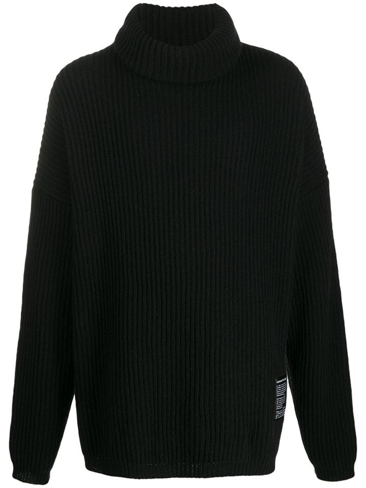 Odeur Oversized Ribbed Knit Sweater - Black