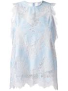 Carven Lace Tank Top, Women's, Size: 38, Blue, Silk/cotton/nylon/acetate