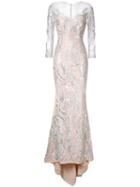 Mikael D. Beaded Gown, Women's, Size: 38, Grey, Silk