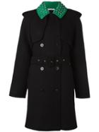 J.w.anderson Studded Collar Trench Coat, Women's, Size: 10, Black, Wool/polyamide/viscose