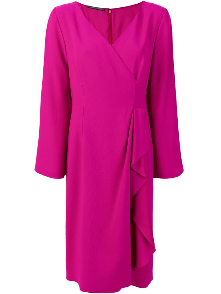 Alberta Ferretti V-neck Wrap Dress - Pink & Purple