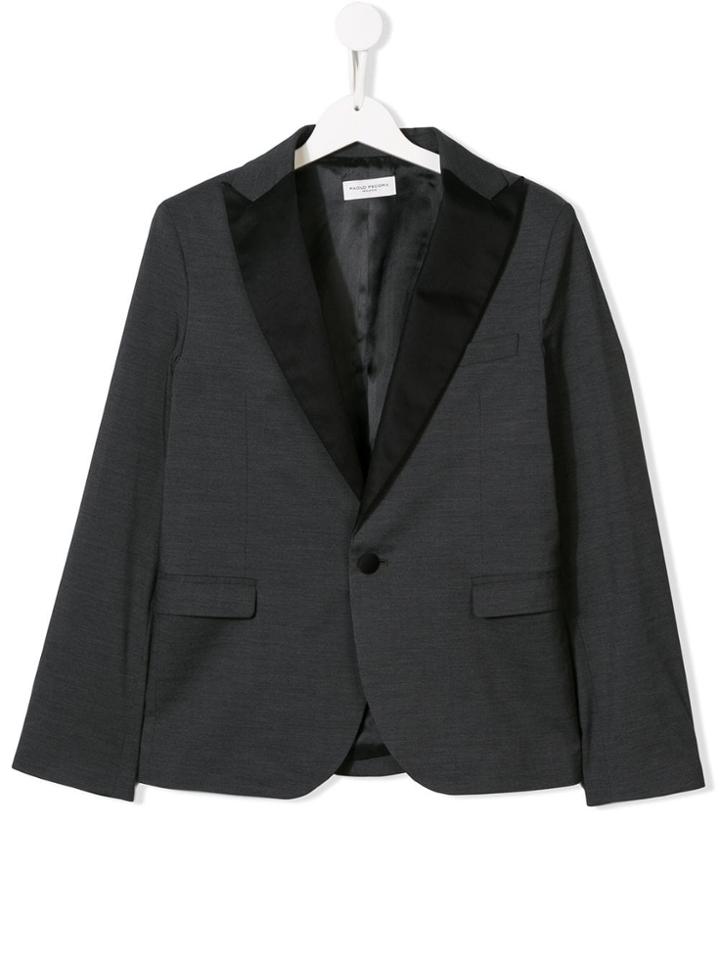 Paolo Pecora Kids Contrast Lapel Blazer - Grey