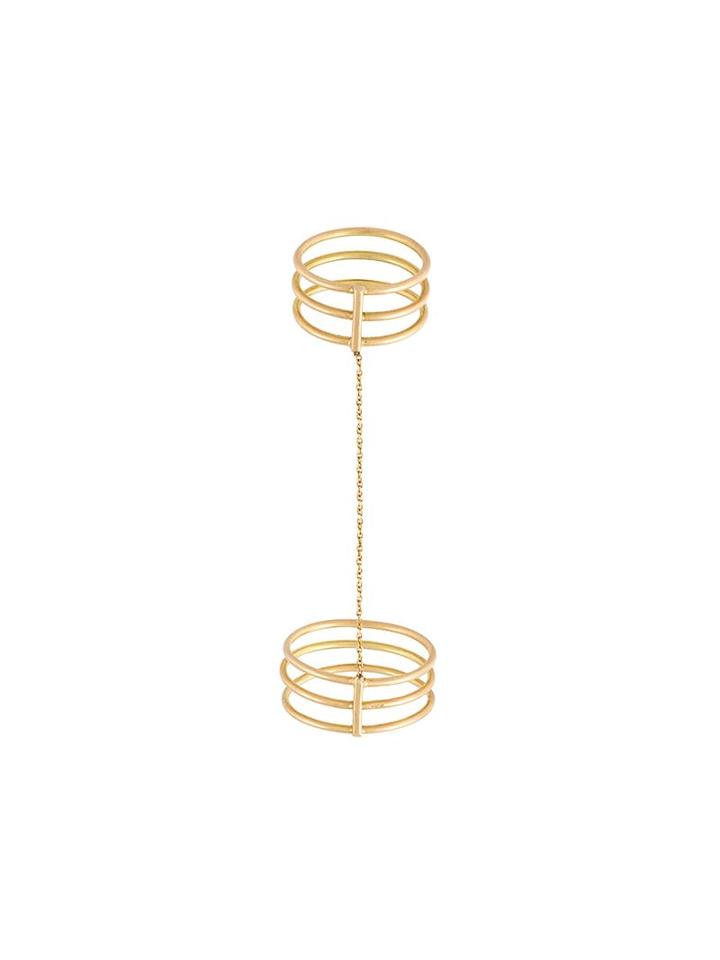 Wuki Double Cage Ring, Women's, Size: K, Metallic, 18kt Gold