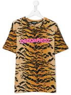 Dsquared2 Kids Logo Leopard Print T-shirt - Brown