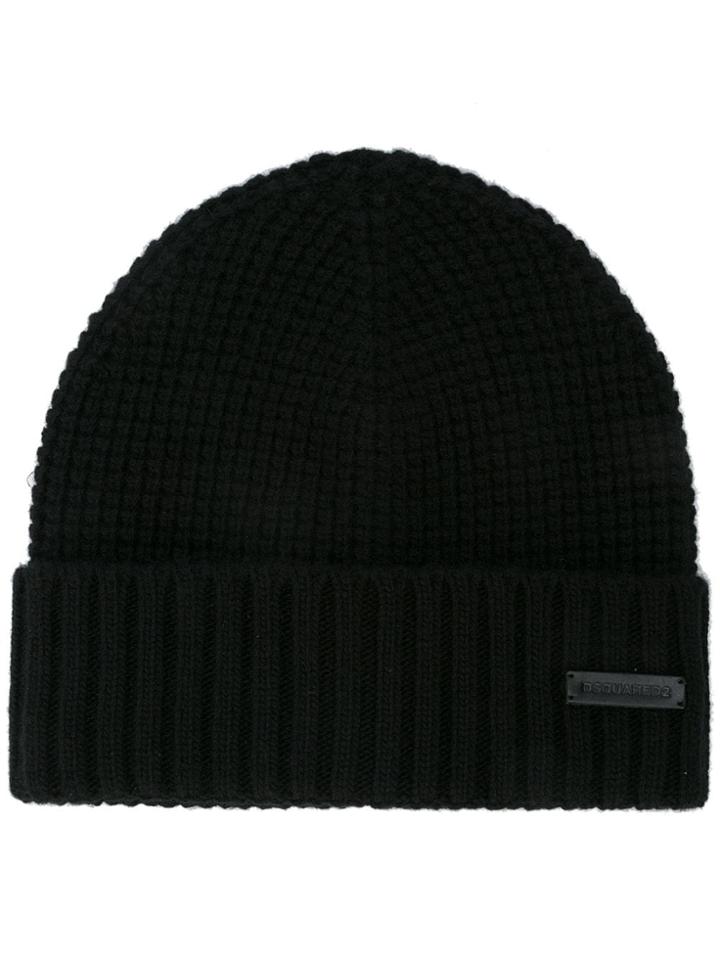 Dsquared2 Ribbed Knit Hat - Black
