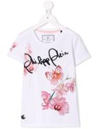 Philipp Plein Junior Teen Flower Embellished T-shirt - White