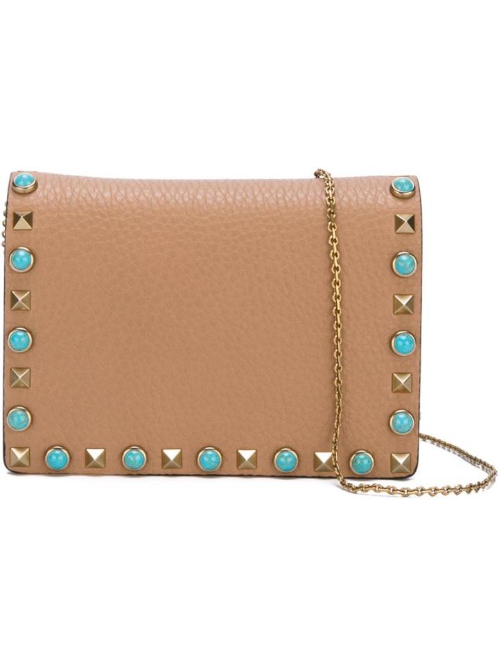 Valentino - 'rockstud Rolling' Crossbody Bag - Women - Calf Leather/metal (other) - One Size, Nude/neutrals, Calf Leather/metal (other)