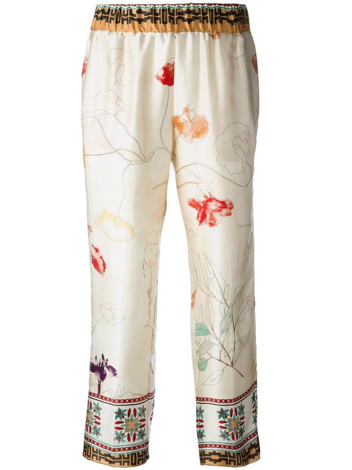 Forte Forte Floral Print Cropped Trousers, Women's, Size: I, Nude/neutrals, Cupro/silk