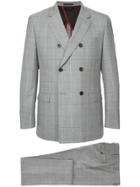 Loveless Double Breasted Grid Print Two Piece Suit - Grey