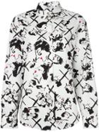 Msgm 'faces' Print Shirt, Women's, Size: 38, White, Cotton