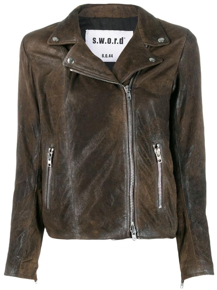S.w.o.r.d 6.6.44 Distressed Leather Biker Jacker - Brown