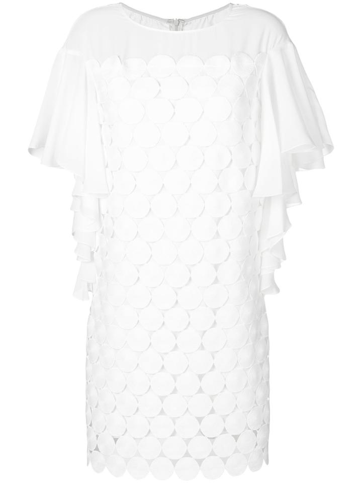 Ki6 Embroidered Circle Shift Dress - White