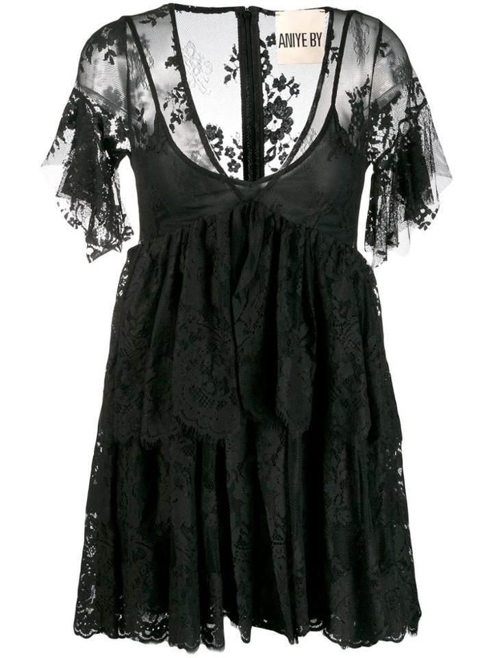 Aniye By Lace Ruffle Mini Playsuit - Black