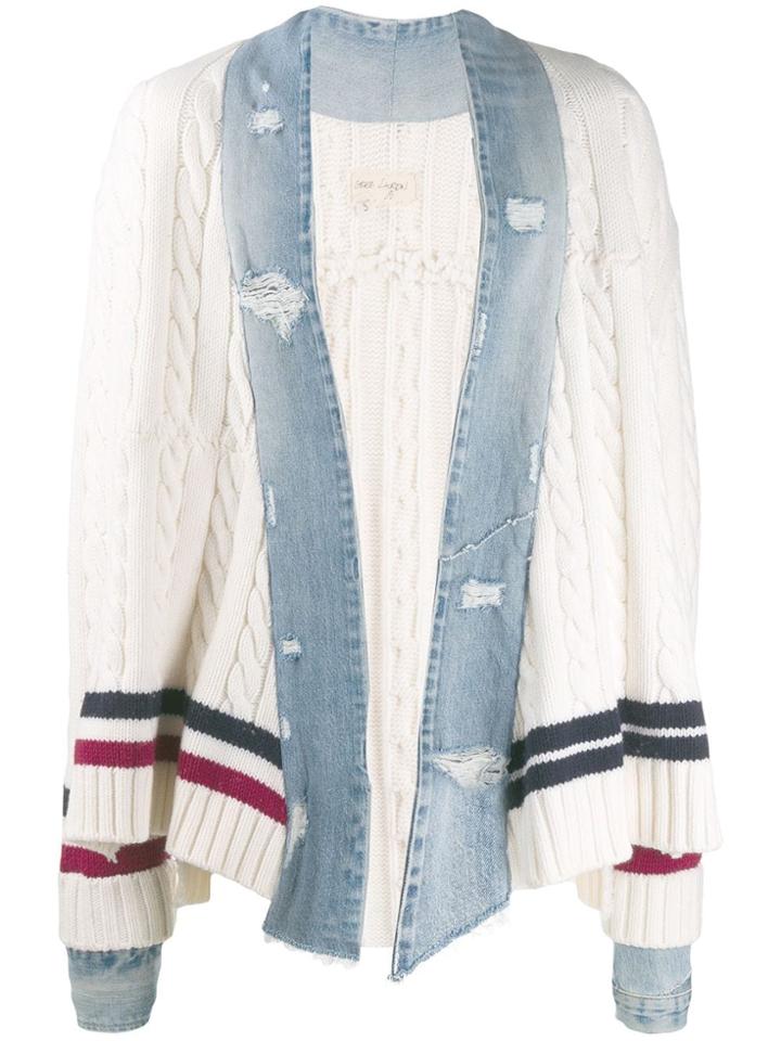 Greg Lauren Hybrid Cable Knit Jacket - White