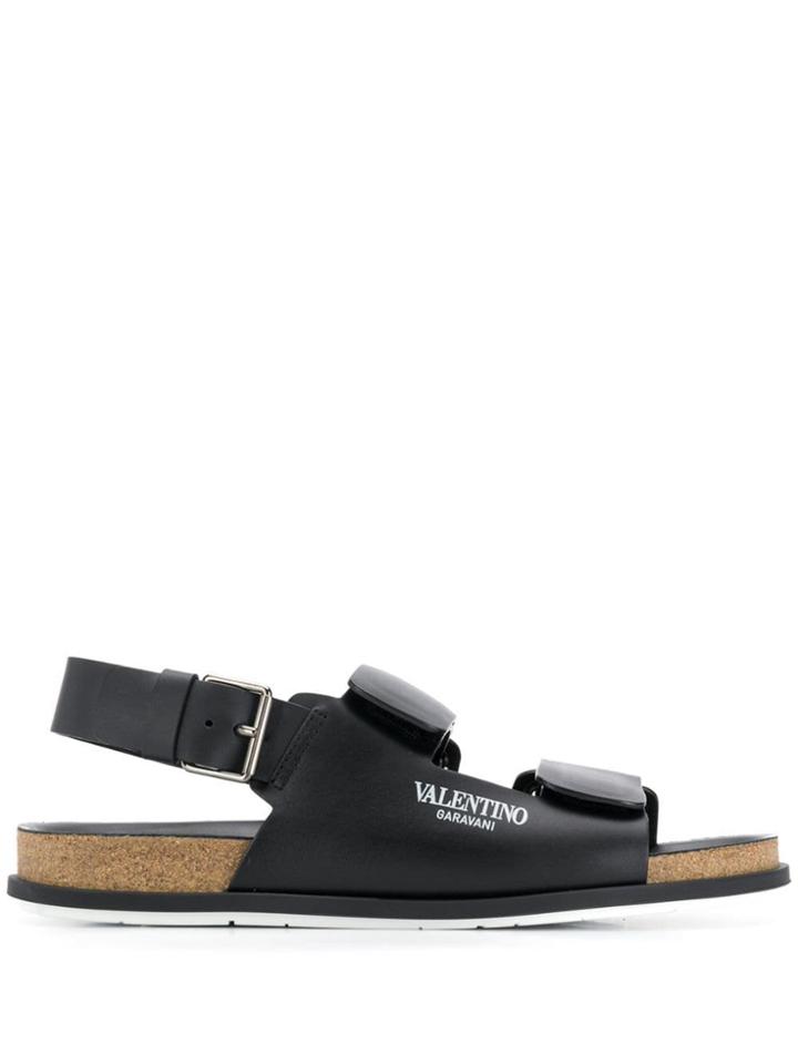 Valentino Valentino Garavani Logo Print Sandals - Black