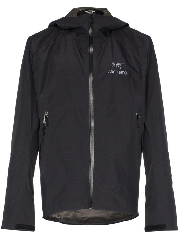Arc'teryx Zeta Logo Print Hooded Jacket - Black