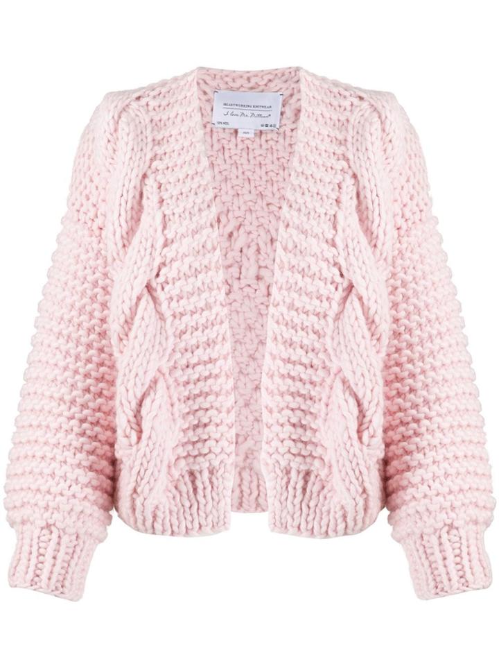 I Love Mr Mittens Chunky Cable Knit Cardigan - Pink