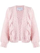 I Love Mr Mittens Chunky Cable Knit Cardigan - Pink