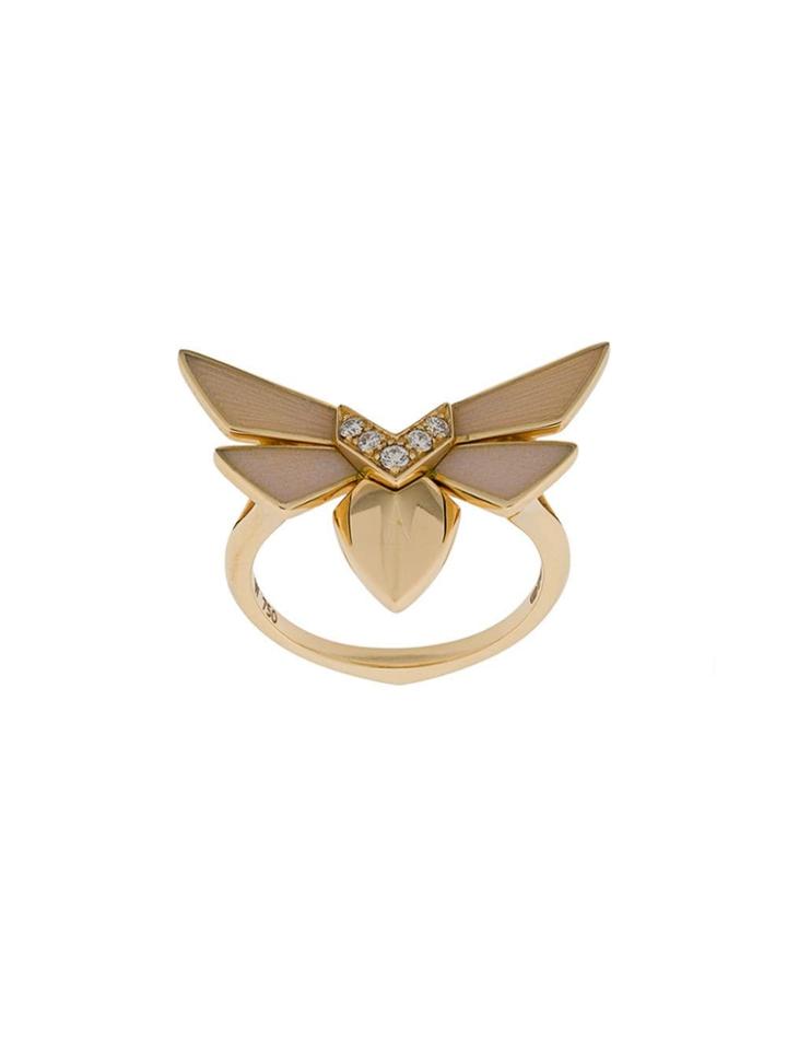Stephen Webster 18kt Yellow Gold, Diamond And Opal Winged Bug Ring
